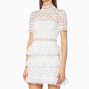 Self Portrait White Star Guipure Lace Mini Dress Bridal Summer Dress Graduation